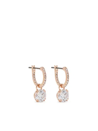 Swarovski Silver-tone Constella Crystal Drop Earrings In White