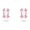 Swarovski Rose Gold-tone Color Cushion-cut Crystal Stud Earrings In Pink