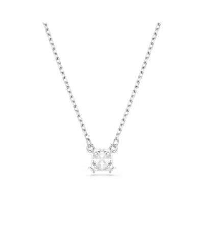 Swarovski Stilla Pendant Square Cut, White, Necklace In Silver
