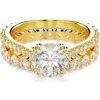 Swarovski Stilla Set Of 2 Crystal Solitaire & Band Rings