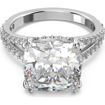 Swarovski Stilla Square Cocktail Ring In Silver