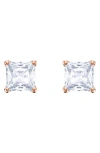 Swarovski Stilla  Princess Stud Earrings In Rose Gold