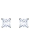Swarovski Crystal Square Stud Earrings In Silver