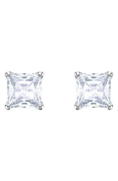 Swarovski Stilla  Princess Stud Earrings In Silver