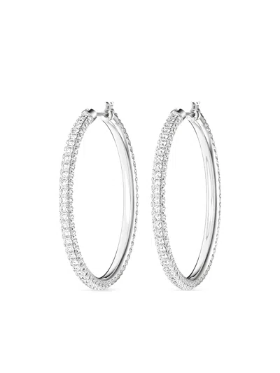Swarovski Stone Hoop Earrings In White