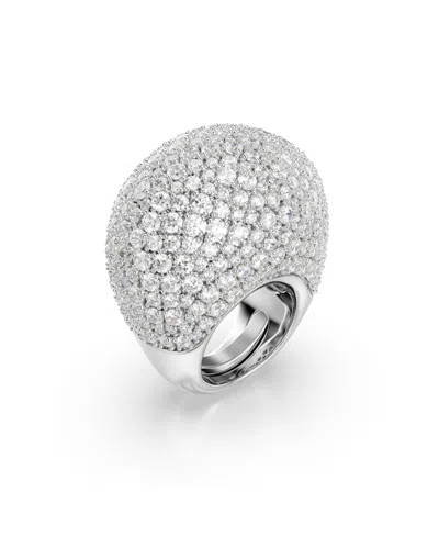 Swarovski Sublima Cocktail White Rhodium Plated Ring In Silver
