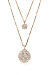 Swarovski Meteora Pendant Small Layer Rose Gold Shiny Crystal In White/silver