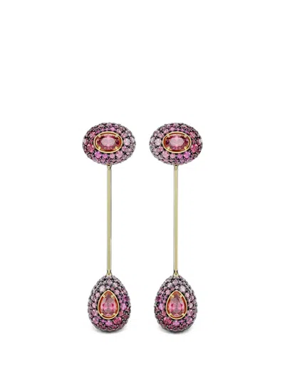 Swarovski Sublima Crystal-embellished Drop Earrings In Pink