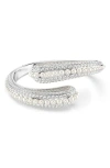 Swarovski Sublima Crystal Cultivated Pearl, Round Cut, White, Rhodium Plated Cuff In White/silver