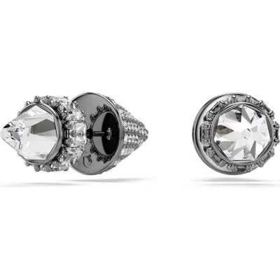 Swarovski Sublima Front/back Spike Stud Earrings In Brown