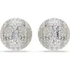 Swarovski Sublima Crystal Clip On Drop Earrings In Rhodium Plated In Silver/white