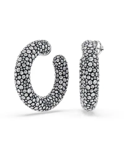Swarovski Sublima Rhodium Plated Hoop Earrings In Silver