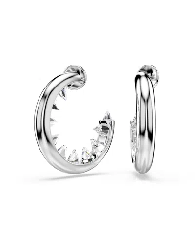 Swarovski Sublima Rhodium Plated Hoop Earrings In Metallic