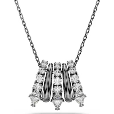 Swarovski Sublima Ruthenium Plated Crystal Necklace In White
