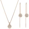 Swarovski Meteora Set Chain Earrings Rose Gold Shiny Crystal In Rose Gold