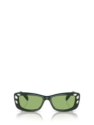 Swarovski Crystal-embellished Rectangle-frame Sunglasses In Green