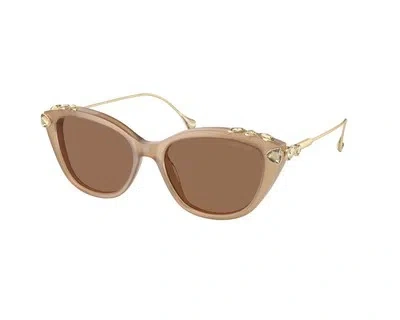 Pre-owned Swarovski Sunglasses Sk6010 2002ok Brown Bronze Woman In Gold