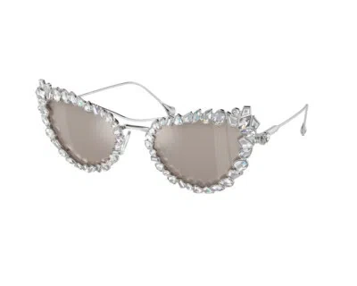 Pre-owned Swarovski Sunglasses Sk7011 4001ap Silver Transparent Woman In Clear