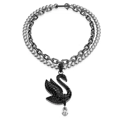 Swarovski Swan Choker In Black