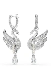 Swarovski Swan Vienna Rhodium Plated Earrings In Silver