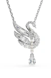 Swarovski Swan Vienna Rhodium Plated Pendant Necklace In Silver