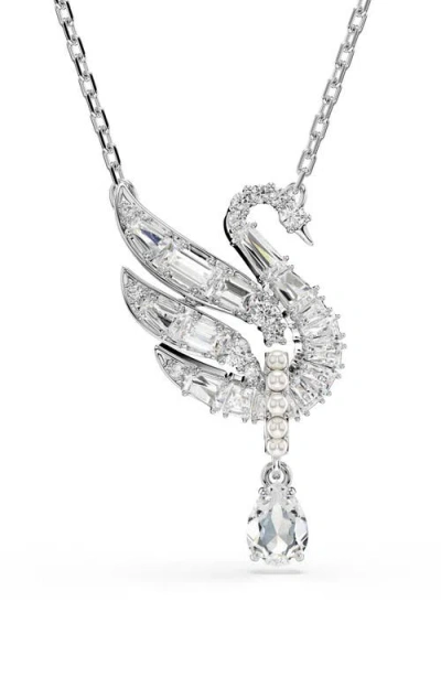 SWAROVSKI SWAROVSKI SWAN CRYSTAL & FAUX PEARL PENDANT NECKLACE
