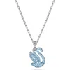 Swarovski Iconic Swan Pendant Xxs Swan Rhodium Shiny Recreated Ice Blue In Blue