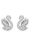 Swarovski Iconic Swan Stud Earrings In White/silver