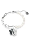 Swarovski Swan Mixed Crystal Pearl Bracelet In Metallic