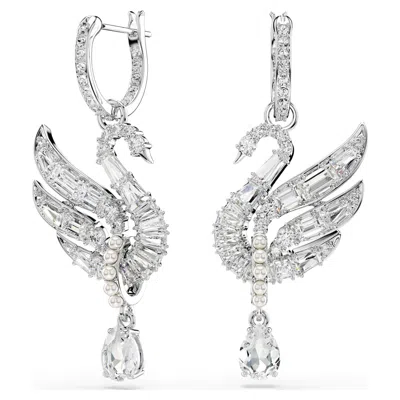 Swarovski Swan Ohrringe In White