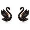 Swarovski Swan Pearl Back Stud Earrings In Black