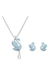 Swarovski Blue Iconic Swan Set In Blue