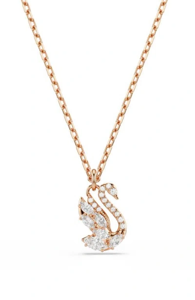Swarovski Rose Gold-tone Plated Swan Pendant Necklace