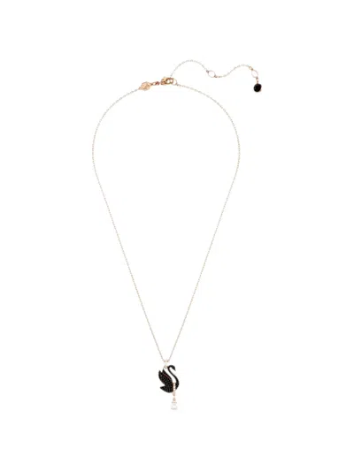 Swarovski Swan Pendant Necklace In Gold