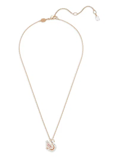 Swarovski Swan Pendant Necklace In Gold