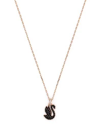 Swarovski Swan Pendant Necklace In Pink