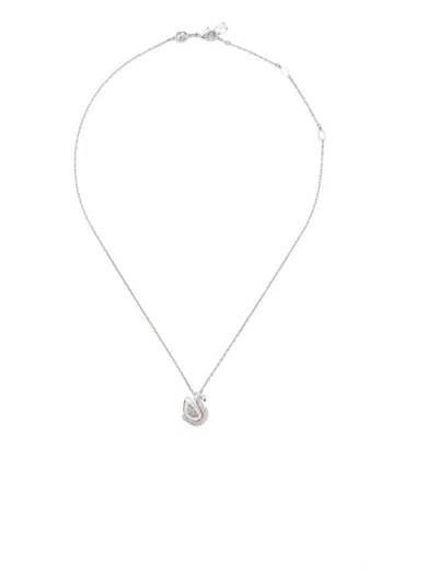 Swarovski Swan-pendant Necklace In Metallic