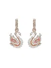 Swarovski Rose Gold-tone Plated Swan Drop Earrings In Gold
