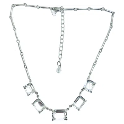 Pre-owned Swarovski Swan Signed Silver Plated Crystal Designer Necklace In Multi