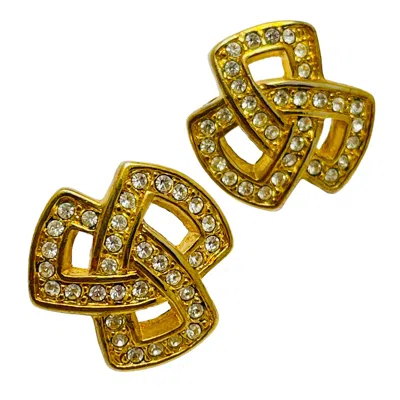 Pre-owned Swarovski Swan Signed Vintage Gold Crystals Designer Earrings In Multi