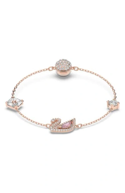 Swarovski Swan Station Bracelet In Pink
