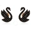 Swarovski Swan Pearl Back Stud Earrings In Pink/rose Gold Tone/gold Tone/black