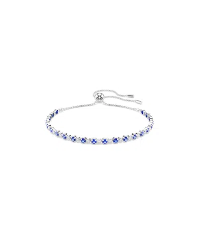 Swarovski Swaroski Matrix Rhodium Plated Tennis Bracelet In Blue