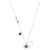 Swarovski Rose Gold-tone Crystal Evil-eye 14-7/8" Pendant Necklace In Blue