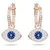 Swarovski Symbolic Rose Goldplated Crystal Evil Eye Charm Earrings In Blue