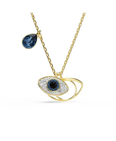 SWAROVSKI SYMBOLICA PENDANT, EVIL EYE, BLUE, GOLD-TONE PLATED NECKLACE