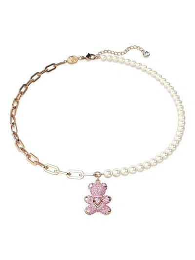 Swarovski Teddy Necklace In Pink