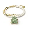 Swarovski Teddy Soft Bracelet Bear Gold Shiny Peridot Canary Yellow In Green