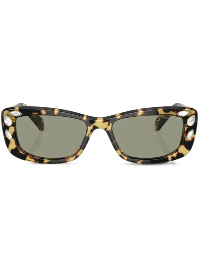 Swarovski Tortoiseshell Rectangle-frame Sunglasses In Brown