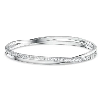 Swarovski Twist Soft Bangle Rhodium Shiny White In Metallic